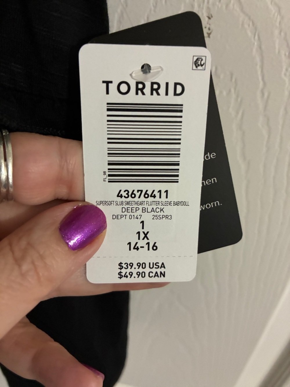 torrid Black Ruched Bust Ruffle top - Picture 3 of 5
